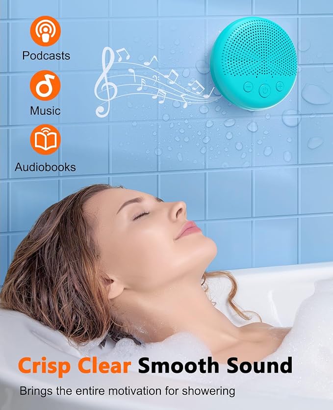 LENRUE Shower Speaker, Bluetooth Waterproof Speaker Wireless, Portable Speakers with Clear Loud Sound, Suction Cup, Lanyard, Ideas Gifts