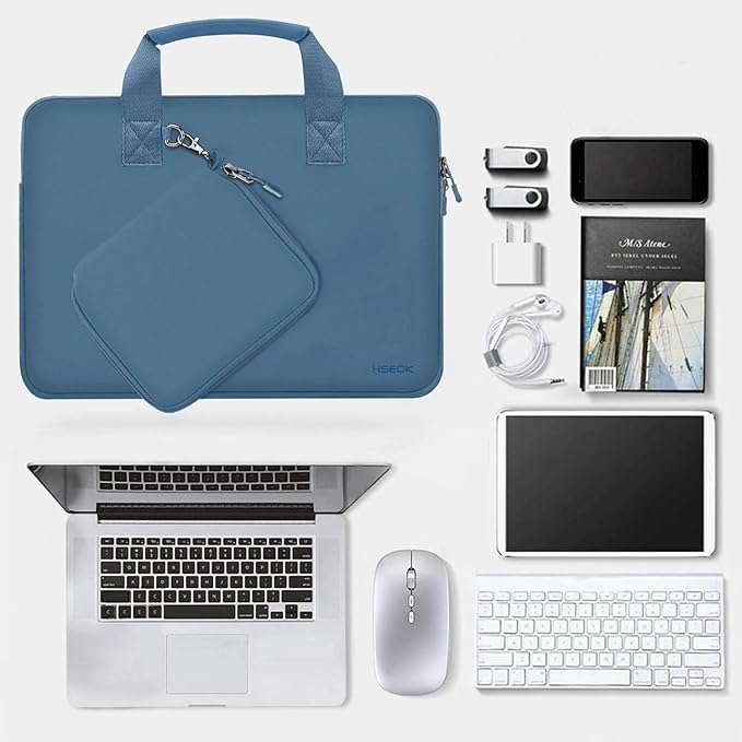 Hseok Laptop Sleeve 14 inch Case with Small Case, Compatible with MacBook Neo 14, MacBook Pro 14 M5/M4/M3/M2/M1, XPS 14 and Most 14 inch Notebooks, Neoprene Computer Handbag,Haze blue