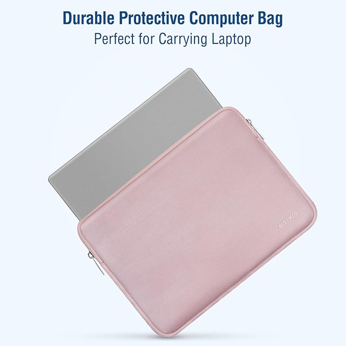 MOSISO Laptop Case 17.3 inch, 17-17.3 inch Laptop Sleeve Bag Compatible with Dell XPS/HP Pavilion/Ideapad/Acer/Alienware/HP Omen Notebook, Neoprene Computer Sleeve Bag with Small Case, Baby Pink