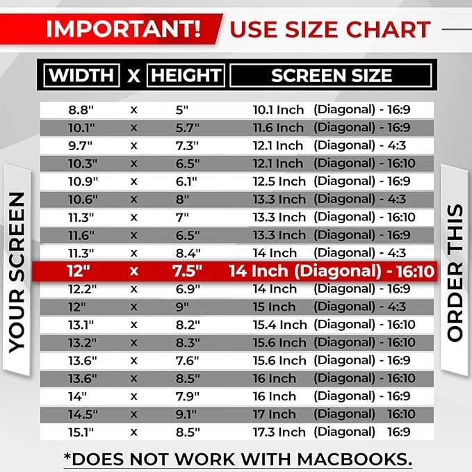 SightPro Magnetic Laptop Privacy Screen 14 Inch 16:10 - Patented Removable Laptop Privacy Filter Shield and Protector