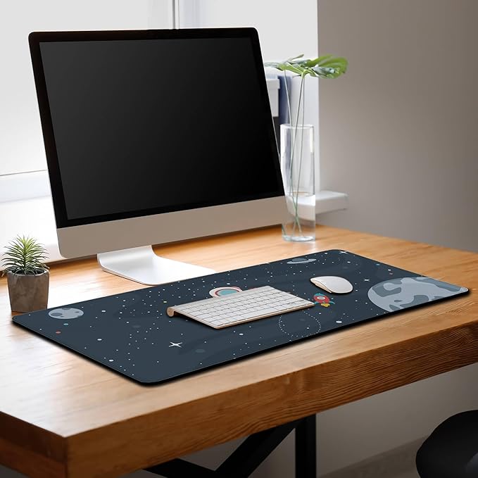 Keyboard Mat Cute Astronaut Large Mouse Pads Men¡¯s Office Accessories Pc Mouse Pad Mousepad XXL Non-Slip Rubber Base Waterproof with Stitched Edges 35.4" X 15.7" for Game Office,