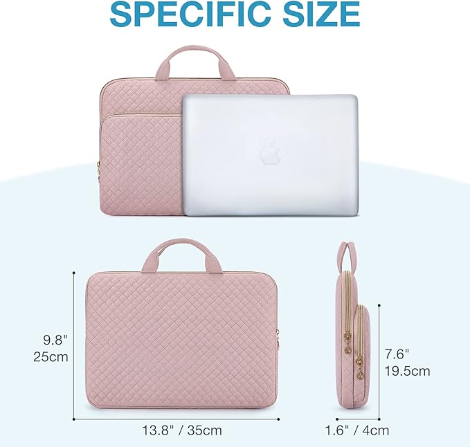 BAGSMART Laptop Case Compatible with 13-13.3 inch Notebook,Compatible with MacBook Pro 14 Inch,MacBook Air,Protective Carrying Bag with Pocket,Handles, Beige