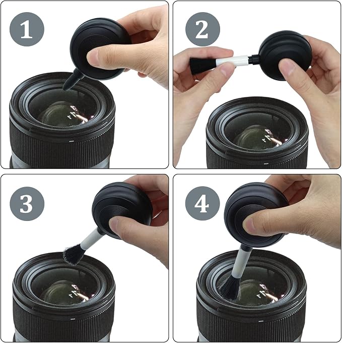 Lens Cleaning Kit Contains 2 Pcs Rubber Rocket Air Blower Duster, Lens Cleaning Pen, Blower Brush Dust Cleaner and Carrying Pouch, for Lens, Camera, SLR, Telescope, Magnifying Glass, Phone - Image 4
