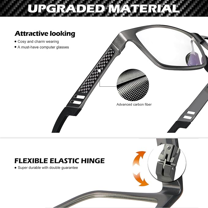 ANYLUV Blue Light Blocking Glasses Men Computer Gaming Glasses Lightweight Al-Mg Metal Anti Eyestrain Eye Protection