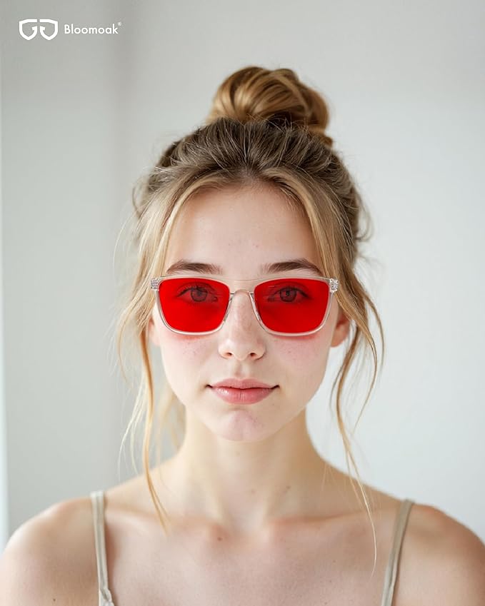 Bloomoak 100% Red Lens Blue Green Light Blocking Glasses- Dual AR Coatings Sleep Glasses Before Bed - Anti Glare, Fatigue
