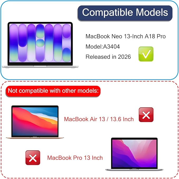 MUBUY-GOL Tempered Glass Screen Protector Compatible with MacBook Neo 13-inch 2026 (Model A3404) Screen Protector [9H Hardness] [No bubbles] [Anti-Fingerprint]