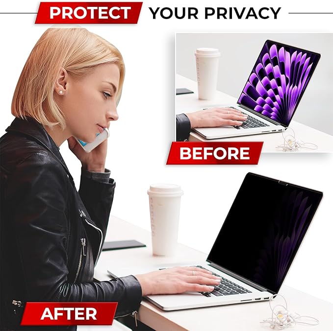 SightPro Magnetic Privacy Screen for MacBook Air 15 Inch (2023-2026, M2-M5) Patented Removable Laptop Privacy Filter Shield and Protector
