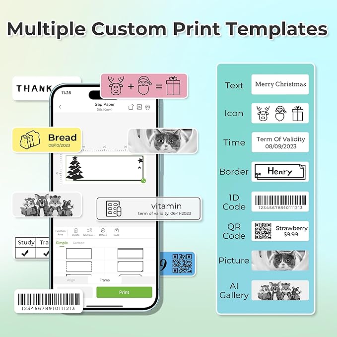 Nelko Label Maker Machine with Tape, P21 Bluetooth Label Printer, Wireless Mini Label Makers with Multiple Templates for Organizing Office Home, Cyan