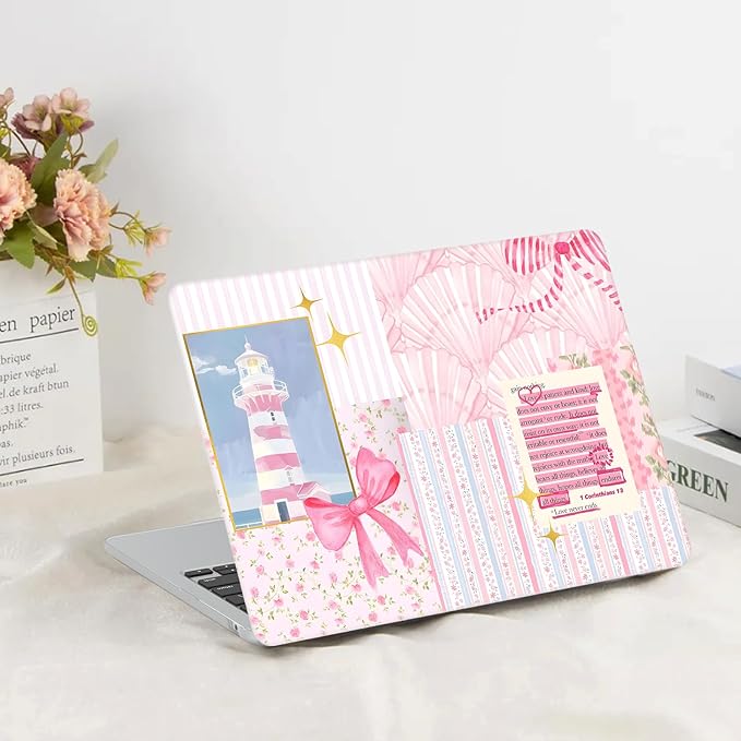 G JGOO Compatible with MacBook Air 13 inch Case 2026 2025-2022 M5 A3449 M4 A3240 M3 A3113 M2 A2681, Hard Shell for MacBook Air 13.6 inch Case + Keyboard Cover +Screen Protector, Pink Lighthouse