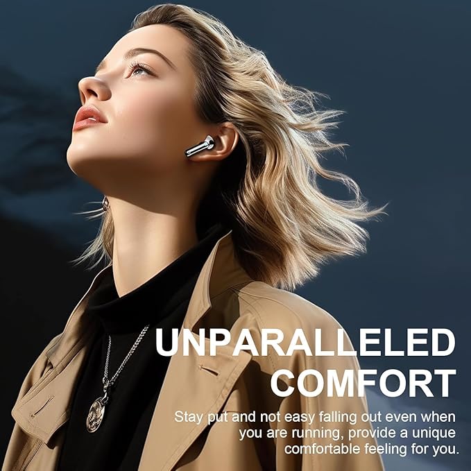 Wireless Earbuds Bluetooth Headphones Noise Cancelling, Bluetooth 5.4 Ear bud with Dynamic Drivers Stereo, 40H Playtime Sports Earphones Wireless Waterproof with LED Power Display for Laptop Pad Phone