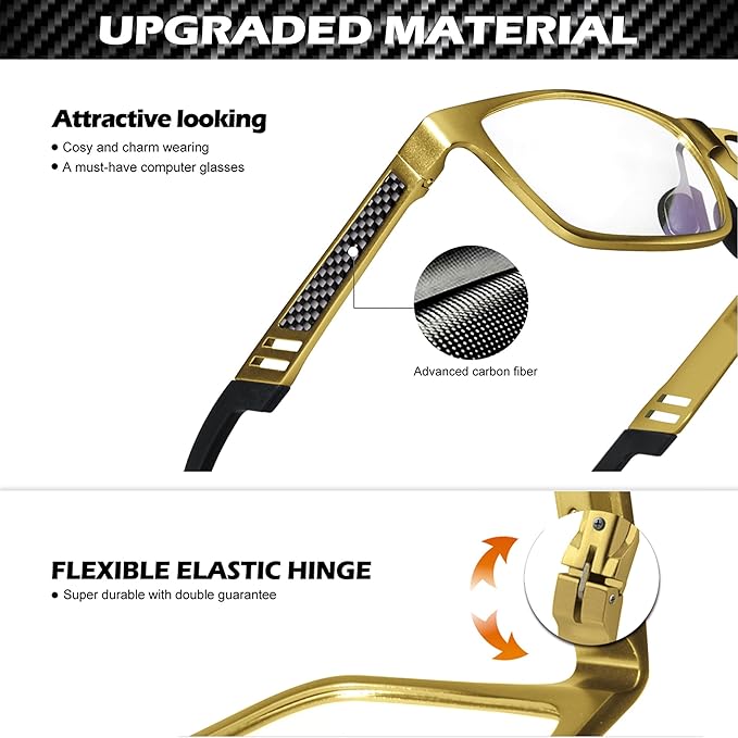 ANYLUV Blue Light Blocking Glasses Men Computer Gaming Glasses Lightweight Al-Mg Metal Anti Eyestrain Eye Protection