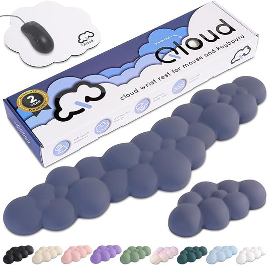 Create-ables Qloud Cloud Wrist Rest Keyboard Wrist Rest for Computer Keyboard Pad, Cloud Keyboard Wrist Rest, Wrist Pad for Keyboard, Memory Foam, Non Slip Base, Comes with Mouse Pad - Slate Blue