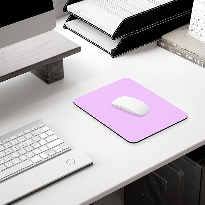 Hsurbtra Mouse Pad, Premium-Textured Square Mousepad 7 x 9 Inch, Thick 3 mm Anti-Slip Waterproof Rubber Pretty Cute Computer Mat for Office Gaming Laptop Women Kids Vanilla Purple