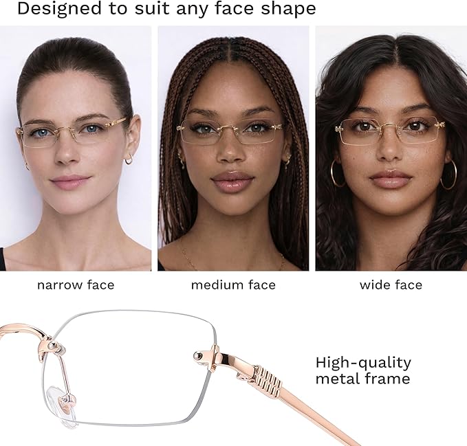 livho Blue Light Blocking Glasses for Women, Lightweight Metal Frame Computer Glasses, Anti Eye Strain, UV Protection