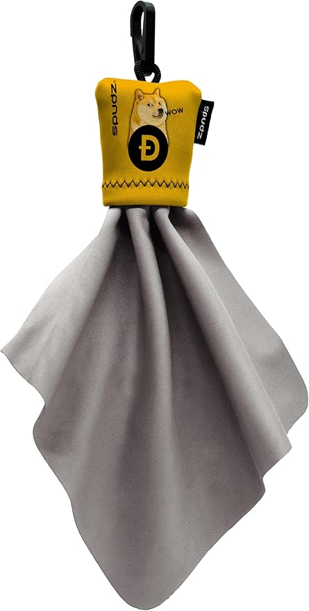 SPUDZ Classic Microfiber Lens Cleaner ?€? Clip-On Pouch, Washable ?€? for Binoculars, Scopes, Glasses, Screens | Classic | Doge Coin, 6 x 6 Inch by ALPINEINNOVATIONS