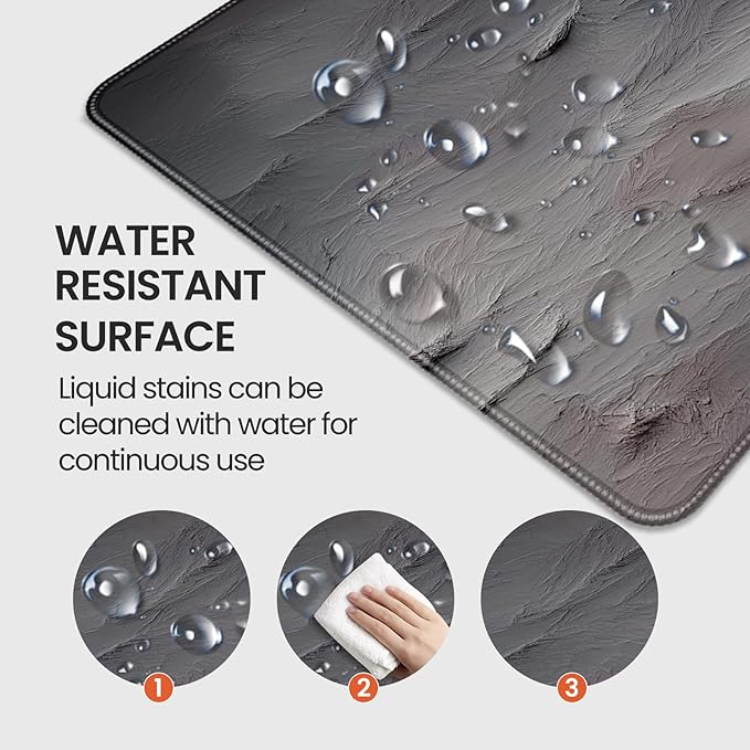 XXL Gray Mouse Pad with a Cement Wall Texture Design, 35.4 x 15.7 inches, Non-Slip Rubber Base, and Waterproof Microfiber Cloth Surface, Suitable for Home Office and Work environments.