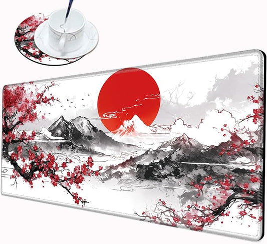 Cherry Blossom Mouse Pad Gaming Desk Mat XL Mousepad 24x12 Desk Pad Sakura Computer Mat Large Mouse Pads for Wireless Mouse Office Laptop Accessories Gift
