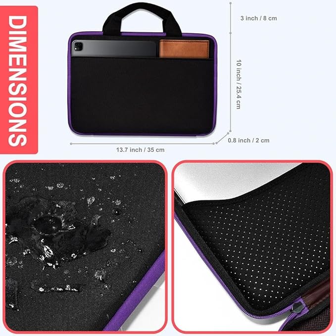 Hseok Laptop Case 13.3-14 inch Sleeve, TSA Computer Handbag Water-Resistant and Shockproof Bag Compatible with MacBook Pro/Neo 14", Mac Air/Pro 13.3" and 13"-14" Notebooks Chromebooks,Black-Purple