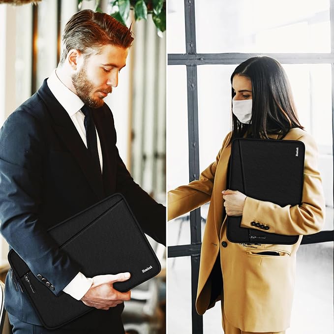 Laptop Case 14 inch, Traveling Water Resistant Laptop Sleeve with Pocket, Shockproof Protective Carrying Notebook Cover Bag Compatible for 14 Inch MacBook Air/Pro, HP, Lenovo, Dell, ASUS, Acer, Black