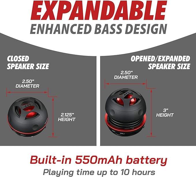 AYL Portable Bluetooth Speakers Mini Speaker, Ideal Beach Accessories, Unisex Gifts, Black, Perfect for Laptop, MP3, iPhone, iPad, Parlante, Gender Neutral Gifts for Adults with 3.5mm Aux Input