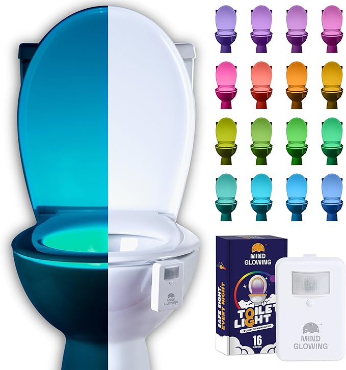 Mind-Glowing Toilet Light with Motion Sensor - Toilet Bowl Night Light with Color Changing LED, Dimmer - Funny Gag Gift for Men, Women, Dad, Mom - Kids Bathroom Accessories for Potty Training