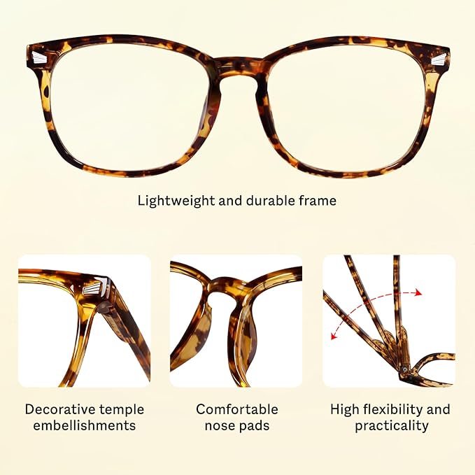 Blue Light Glasses for Woman Men | 99% Blue Light Blocking Glasses | Computer Glassess | Gaming | TV Phone Screen Reader Square Frame | Anti Eyestrain & UV Glare,4 Pack
