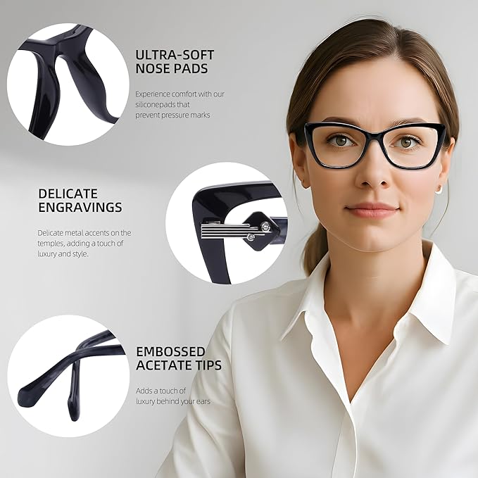 DOERAYM Blue Light Glasses for Woman: Amber Tint Reading Glasses for Night Shift Nurses & Office Workers