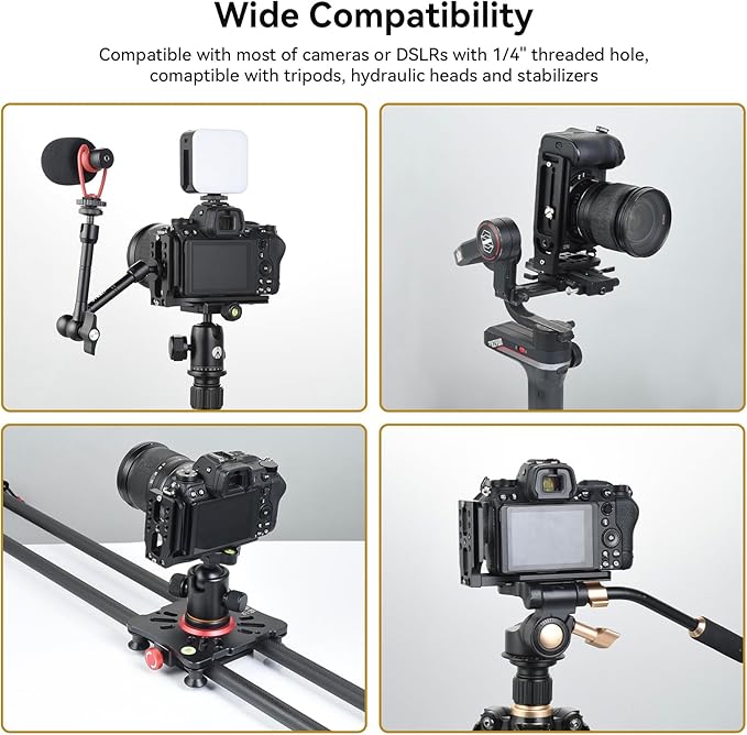 UTEBIT Camera L Bracket with 1/4'' Screw Hole, Vertical Horizontal Switching Tripod Mount with Quick Release Plate, Compatible with Canon Nikon Sony DJI Osmo Stabilizer Tripod Monopod, Black - Image 5