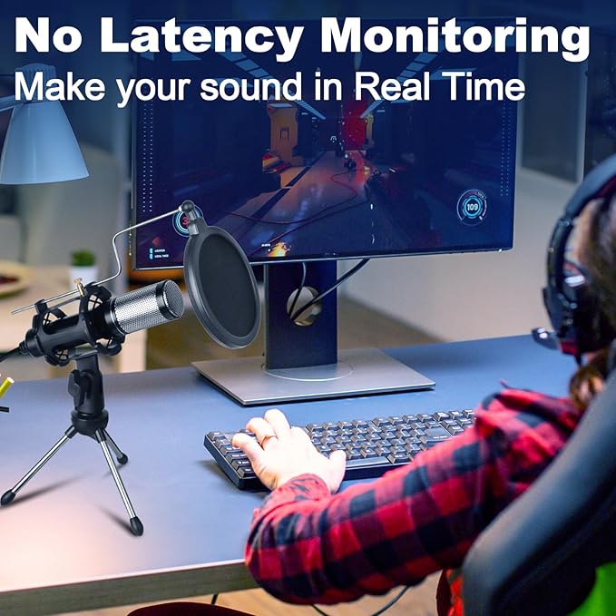 E300 Sound Studio Recording Microphone, Condenser Broadcast Microphone Karaoke Singing for Recording Live Desktop Stand