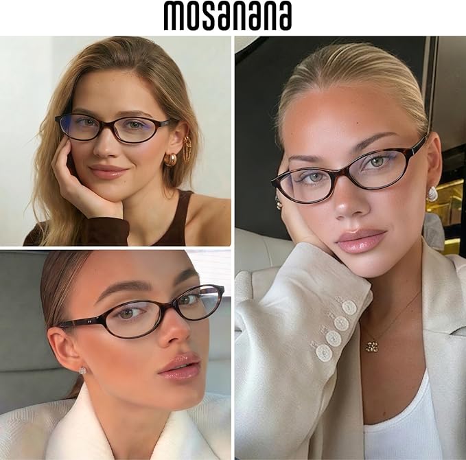 mosanana Blue Light Blocking Oval Glasses for Women Trendy Retro MO25101