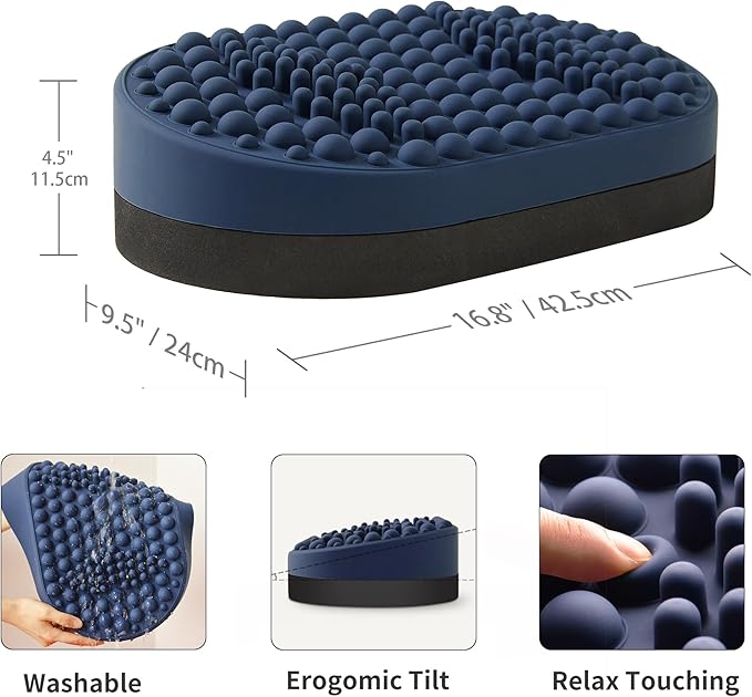 Foot Rest for Under Desk at Work, Home Office Foot Stool, Ottoman Foot Massager for Plantar Fasciitis Relief, Soft Silicone Footrests, Anti-Fatigue (Blue)