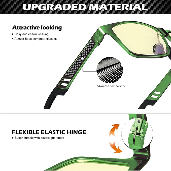 ANYLUV Blue Light Blocking Glasses Men Computer Gaming Glasses Lightweight Al-Mg Metal Anti Eyestrain Eye Protection