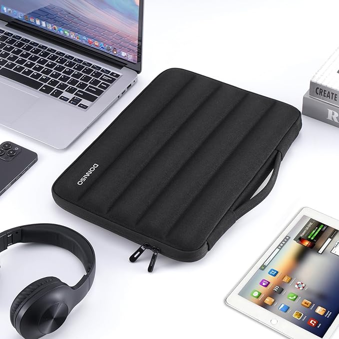 DOMISO 14 inch Laptop Case Sleeve Protective Cover Compatible with MacBook Air 15 M4 M3 M2,MacBook Pro,14-15 inch HP Dell ASUS Lenovo Chromebook,Waterproof Computer Bag with Handle,Black