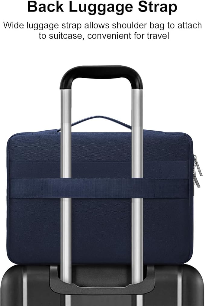 MOSISO 360 Protective Laptop Case 14 inch, Laptop Sleeve Compatible with HP Lenovo Dell ASUS Acer, HP Stream,Dell Latitude, Lenovo IdeaPad, Side Open Bag with 2 Raised&1 Flapover Pockets, Navy Blue