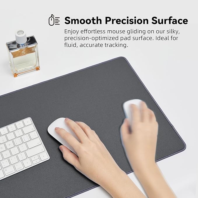 Waterproof Large Gaming Mouse Pad with Durable Stitched Edges, Non-Slip Rubber Base, Grainy Jacquard Mouse Mat Desk Pad for Home Office Gaming, 35.4''x15.7''x0.12'', Deep Gray