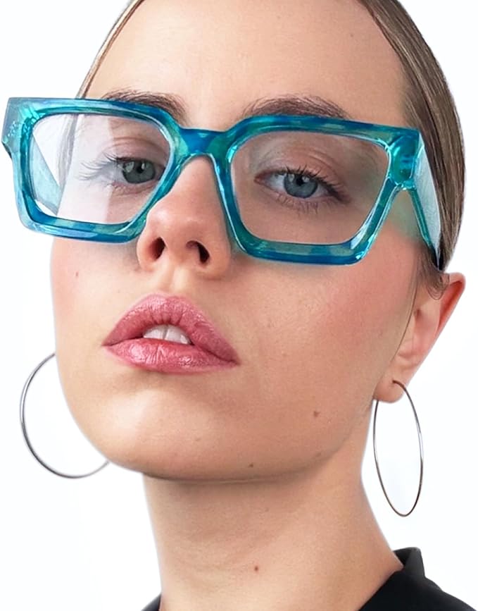 livho Oversized Eyewear Frame for Woman and Men - Rectangle Fashion Glasses for Computer, Chic Preppy Frame