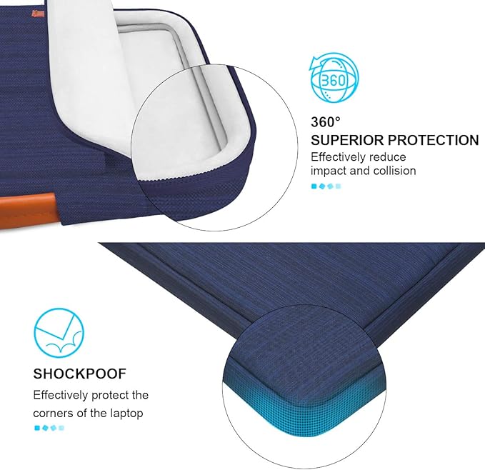 Lacdo 360° Protective Laptop Sleeve Case for 16 inch MacBook Pro M5 Pro/Max A3428 A3429 (2026), M4/M3/M2/M1 A3403 A3186 A2991 A2780 A2485 A2141, 15 inch Surface Laptop 7/6/5/4/3 Computer Bag, Blue