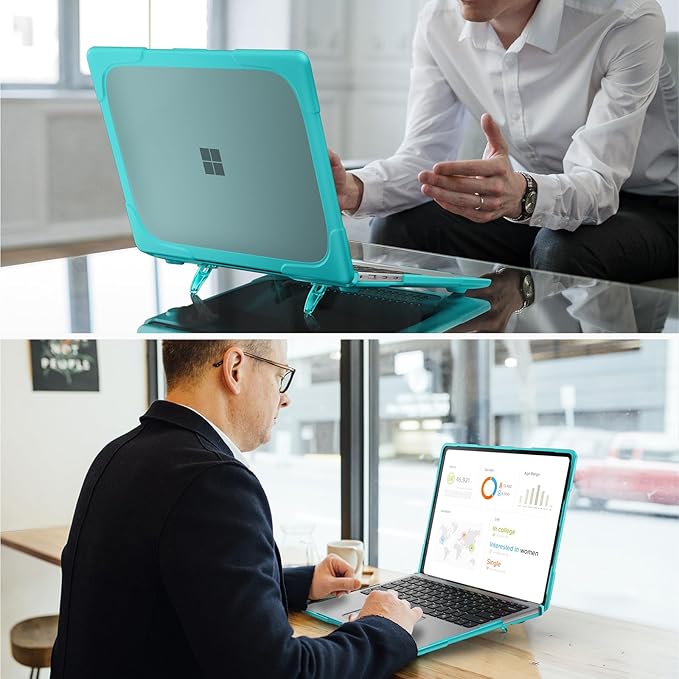 Batianda Heavy Duty Case for 13.8 inch Microsoft Surface Laptop 2024 (7th Edition) with Fold Kickstand Includes Keyboard Cover Screen Protector - Shockproof Stylish & Durable Protective Cover, Blue