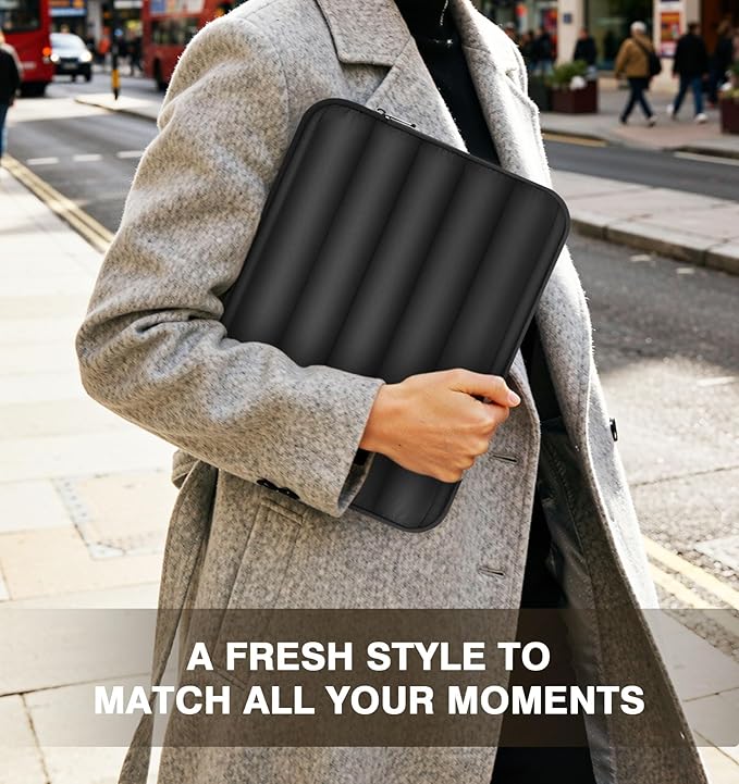 MoKo 13-14 Inch Puffy Laptop Sleeve, Laptop Carrying Bag Fit with New Mac Neo A18 Pro, Mac Pro M5 14" 2026, Mac Air 13.6/13.3, iPad Pro 12.9/13, Notebook Laptop Travel Bag, Black