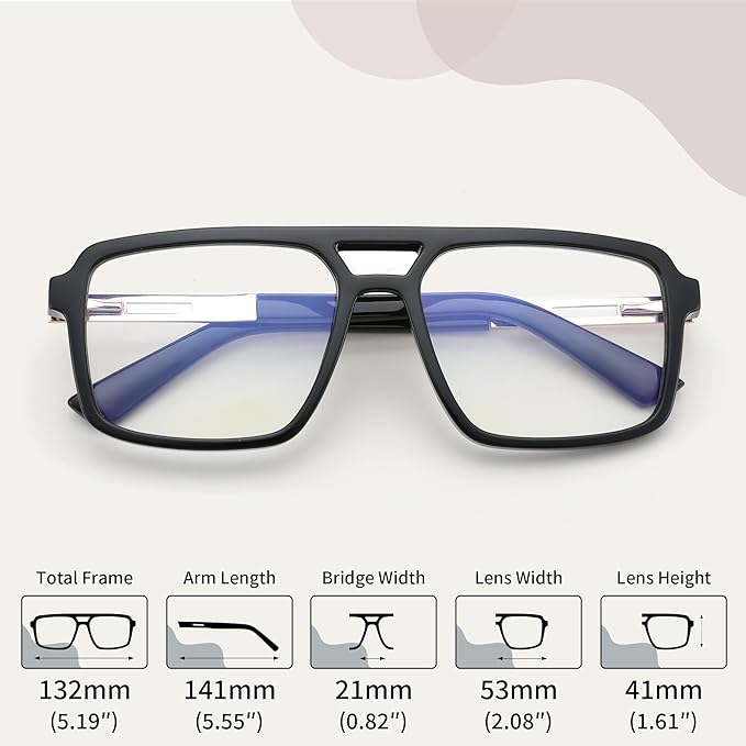 FEISEDY Retro Aviator Blue Light Glasses for Men Women Square Frame Computer Reading/TV/Phones Glasses B0209