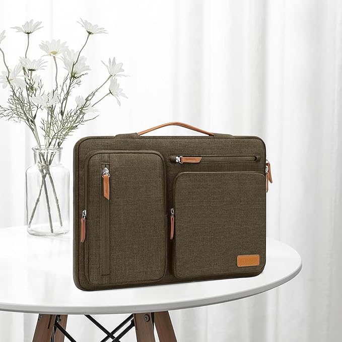 MOSISO 360 Protective Laptop Case 16 inch, 15-15.6 inch Laptop Sleeve Compatible with MacBook Pro 16, HP Acer Dell Lenovo ASUS, Side Open Carrying Case with 4 Zipper Pockets&Handle,Carob Brown