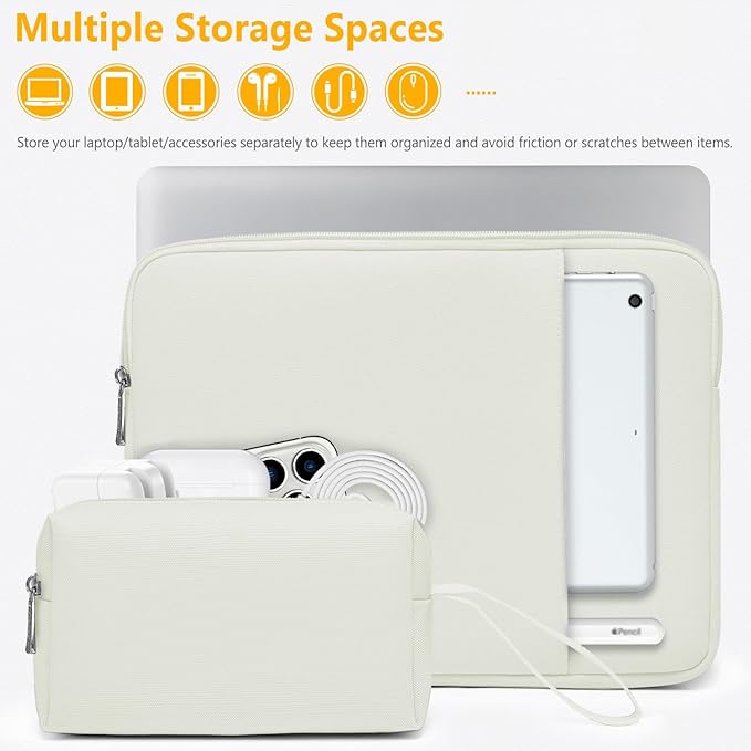 HYZUO 13.3-14 Inch Laptop Sleeve Bag Set for MacBook Pro 14 M5/M4/M3/M2/M1 Pro/Max A3426 A3427 2026-2021, MacBook Air/Pro 13.3, 13.5-13.8" Surface Book/Laptop, Notebook Case for 13.3" HP, Beige