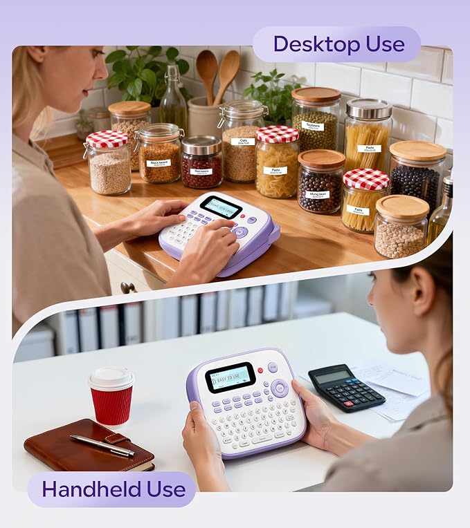 Label Maker Machine with Tapes, Label Maker Waterproof-Labels, Portable D210S Labeler Machine with Tapes 4PK Bundle 12mm 0.47 Laminated White, Wireless Labeling Machine for Jars Bottle School Supplies