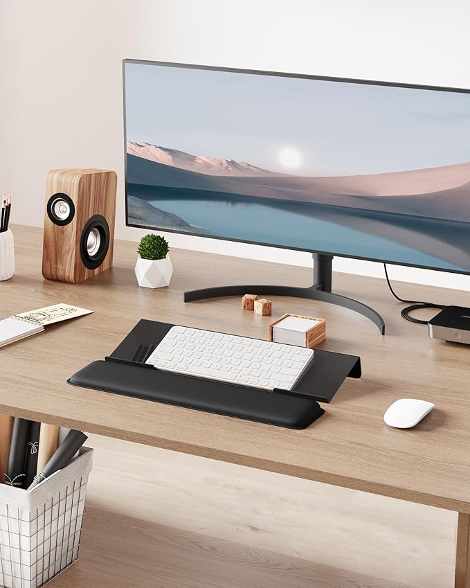 Laborio Computer Keyboard Wrist Rest Stand for Desktop, Keyboard Holder for Easy Typing with Wrist Pad for Office Desk, Home, School (Black)