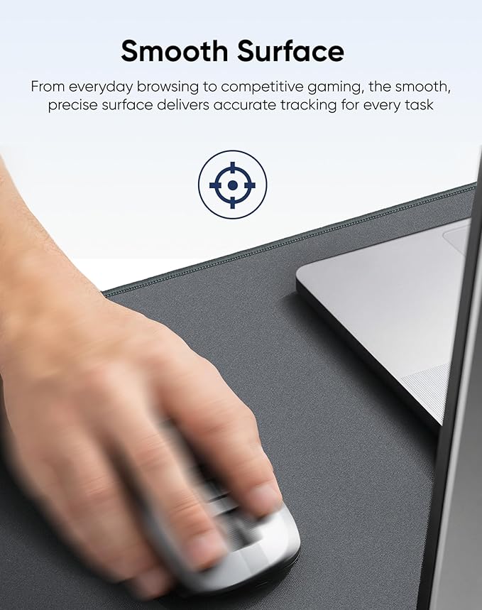 Waterproof Large Gaming Mouse Pad with Durable Stitched Edges, Non-Slip Rubber Base, Grainy Jacquard Mouse Mat Desk Pad for Home Office Gaming, 27.6"x11.8"x0.12", Matte Gray