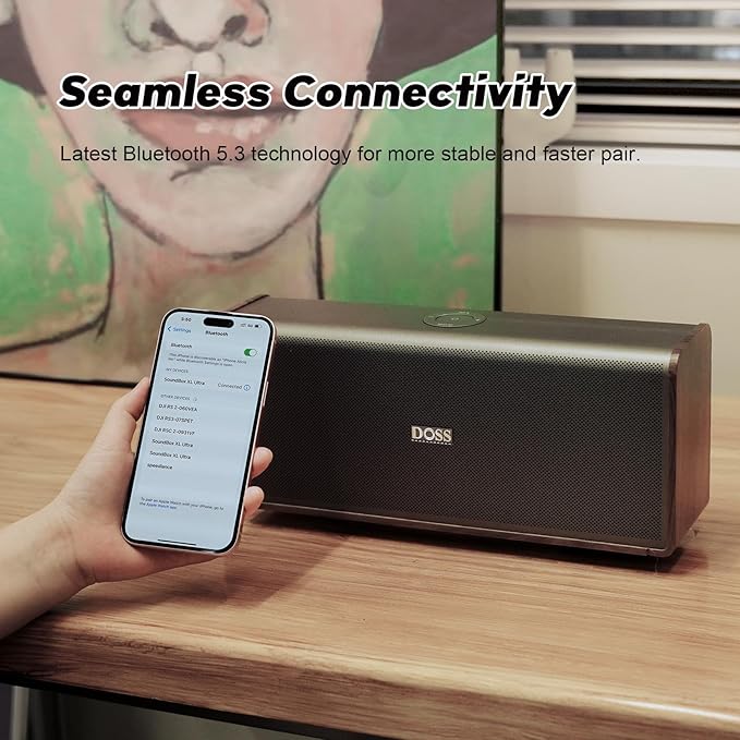 DOSS SoundBox Ultra Bluetooth Speaker with 2.1 Channel Audio, 80W Superior Sound with Deep Bass, Two DSP Technologies, 18H Playtime, BT 5.3, Wireless for Home, Office, Livingroom-Grey