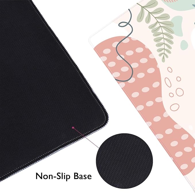 Green Pink Desk Mat, Colorful Abstract Boho Large Computer Extended Mouse Pad Cute, Desk Pad, Long Mousepad for Laptop, Non Slip Writing Pad for School Office Home, 31.5x11.8 in