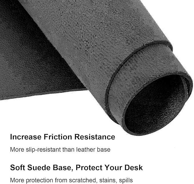 Dual Sided PU Leather Desk Pad, Mouse Pad, Office Desk Mat, Non-Slip Laptop Desk Pad, Waterproof Desk Writing Pad for Office and Home (23.6" x 11.8", Black)