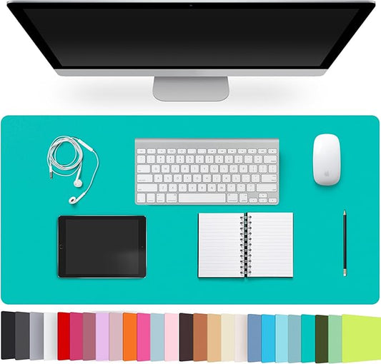 Leather Desk Pad Protector,Non-Slip Desk Pad,on-Slip PU Leather Large Mouse Pad,Easy Clean Desk Protecor Mat,Writing Pad for Office Work/Home/Decor(BrightGreen, 23.6" x 13.7")