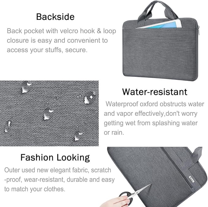 Voova Laptop Bag 17 17.3 Inch, 360° Protective Laptop Case Sleeve with Shoulder Strap Compatible with 17-18 Inch Lenovo Asus Acer Dell Hp, Waterproof Computer Bag Slim Briefcase for Men Women, Grey